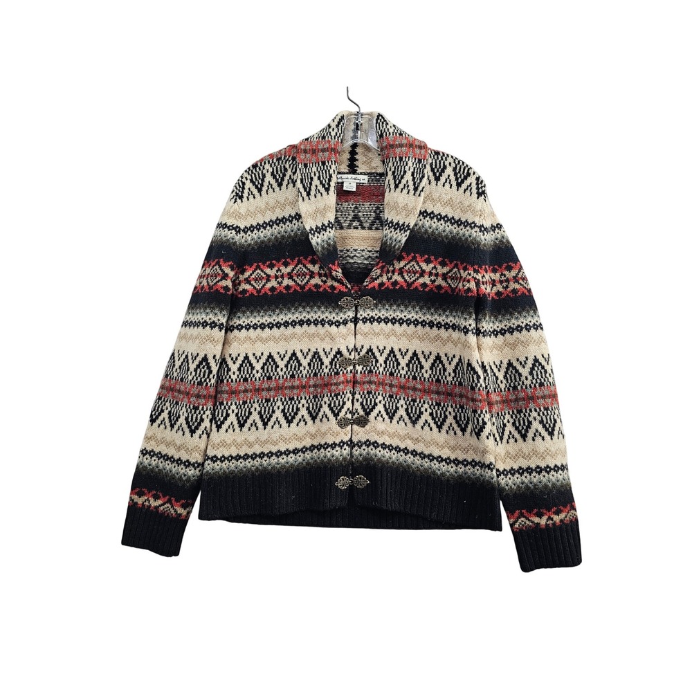 Telluride Clothing Co Wool Cardigan Women Medium Multi Fair Isle Metal Clasps